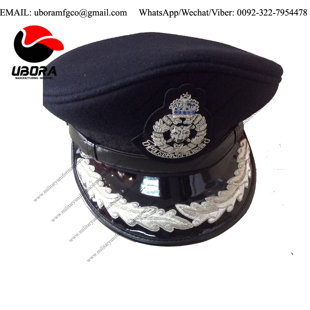 MALAYSIAN PDRM PICKCAPS PEAK CAP INSP-SUPT WITH HAND EMBROIDERY BULLION WIRE BADGES